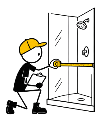 Contractor measuring a bathroom shower